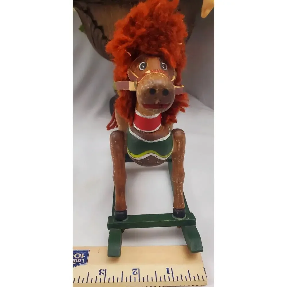 Vintage Kurt Adler Wooden Rocking Horse Christmas Decoration Ornament Wood Toy